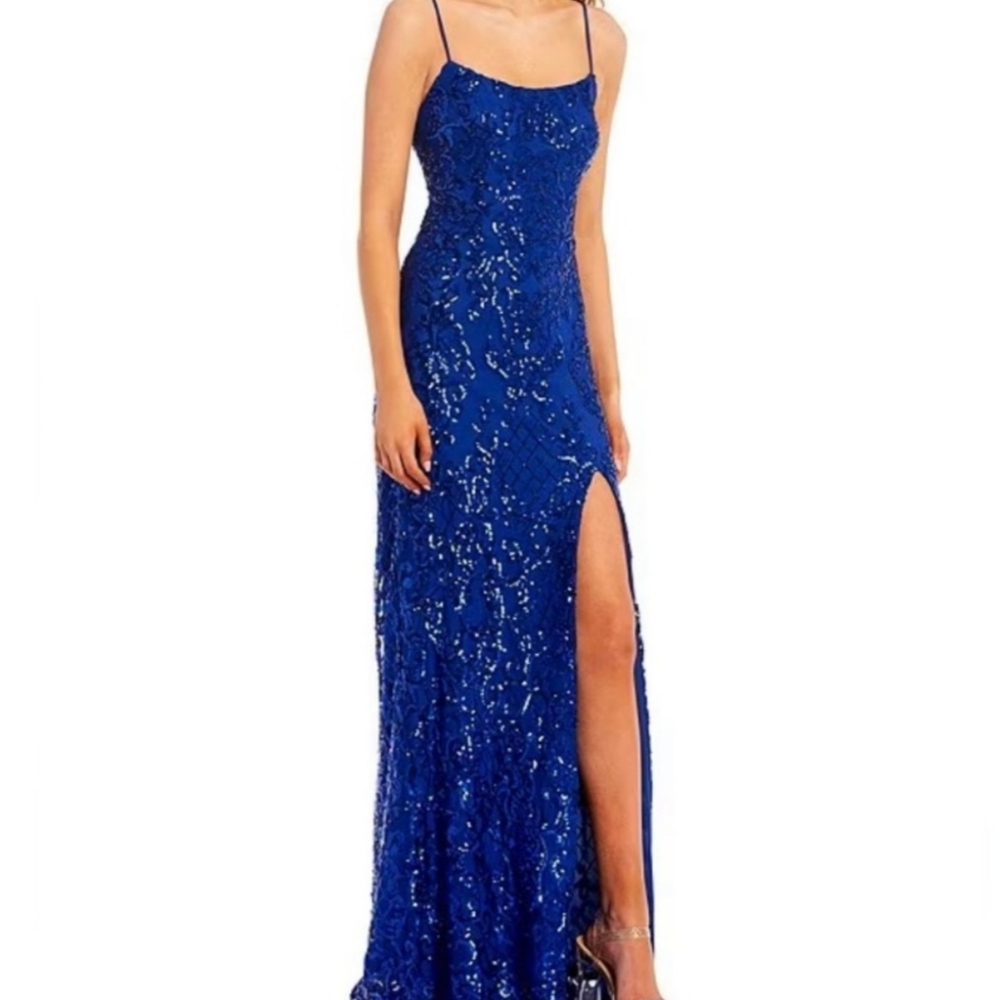 Blondie Nites royal blue sequin formal dress size 7